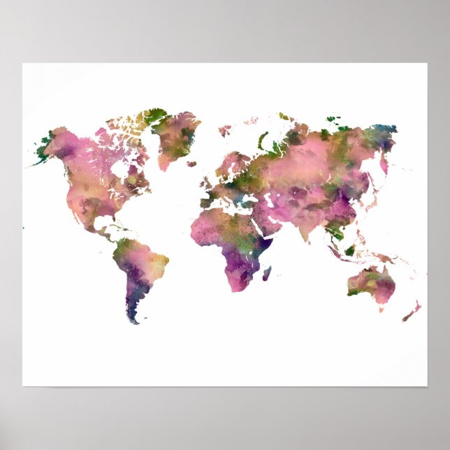 Pink World Map poster (Devant)