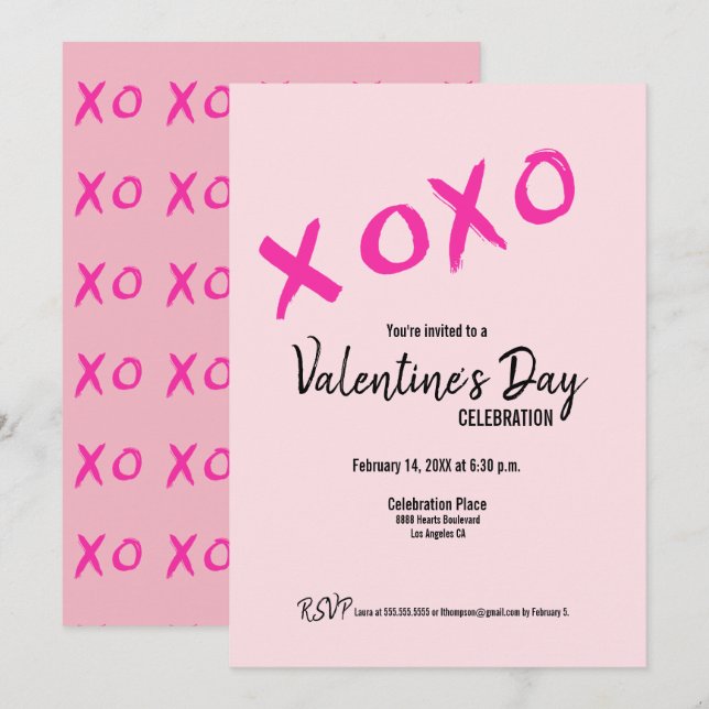 Pink Xoxo Valentine's day éditable (Devant / Derrière)