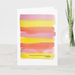 Pink+Yellow Aquarelle Carte pliée Anniversaire