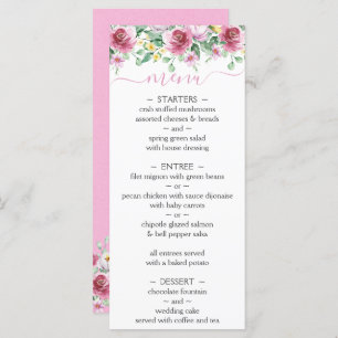 Pink Yellow Aquarelle Floral Menu Mariage