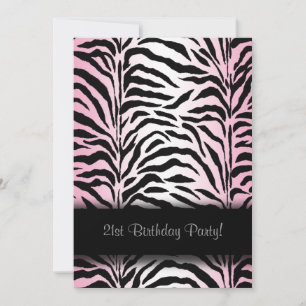 Pink Zebra 21e anniversaire Invitations