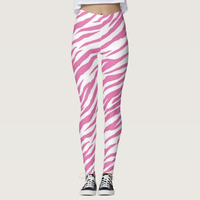Pink Zebra Imprimer Leggings & Pantalons de Yoga (Devant)