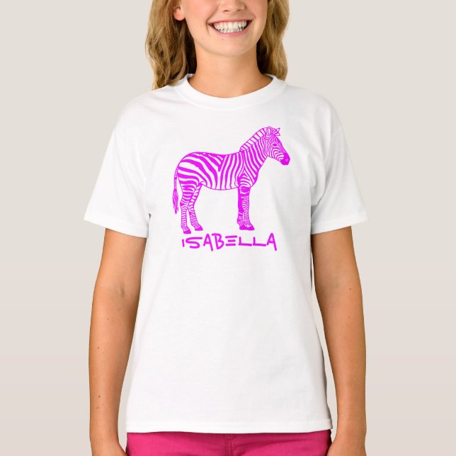 Pink Zebra Kids T-Shirt – Cute Striped Animal Tee  (Devant)