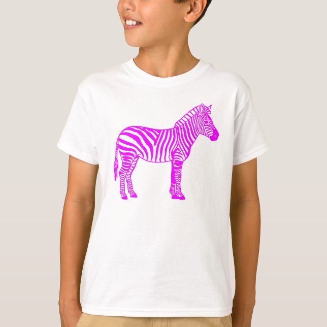 Pink Zebra Kids T-Shirt – Cute Striped Animal Tee  (Devant)