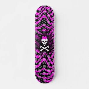 Pink Zebra Skull Princess Skateboard