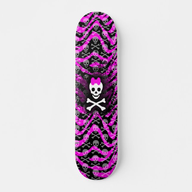 Pink Zebra Skull Princess Skateboard (Devant)