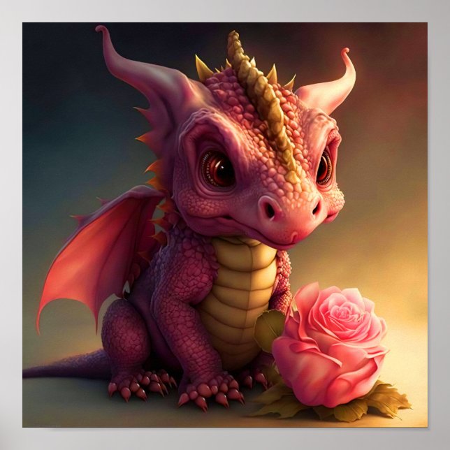 Pinkie - Dragon rose avec affiche Rose Art (Devant)