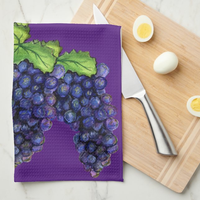 Pinot Rouge Vin Raisins Serviette de cuisine Décor (Quart Plié)