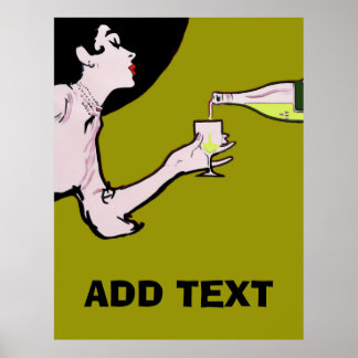 Pinot Vin Vintage dame, ajouter du texte Affiches