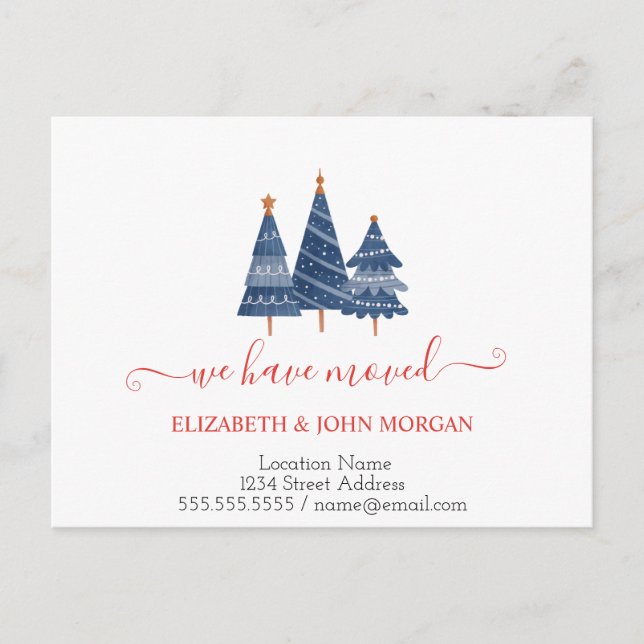 Pins Bleus Nous Avons Déplacé Faire-part (Devant)