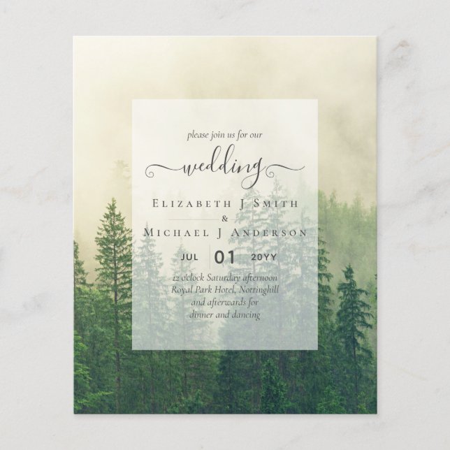 Pins Budget Arbres Misty Forest Mariage vert (Devant)