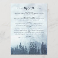 Pins de Montagne Rustique Menu Mariage bleu
