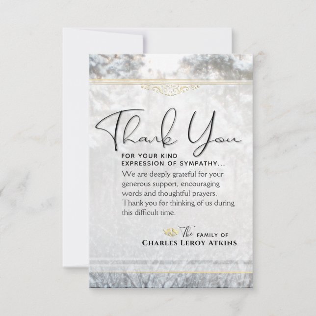 Pins d'hiver 3,5x5 Carte de remerciements de sympa (Devant)