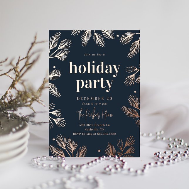 Pins d'hiver Foil Fête Invitation (Créateur téléchargé)