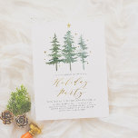 Pins d'hiver | Noël Fête Invitation<br><div class="desc">Invitation vos invités de fête en style avec cette invitation de fête de Noël au thème du pin! Le design présente une aquarelle illustrant trois pins décorés d'étoiles. Les détails de votre événement apparaissent ci-dessous avec "Fête" en lettres dorées chic. Au sommet de cet invitation il y a la parties...</div>