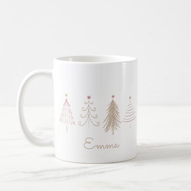 Pins d'hiver rose Whimsical Christmas Mug (Gauche)