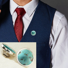 Pin's Écran de lapin rond en pierre de taille Turquoise