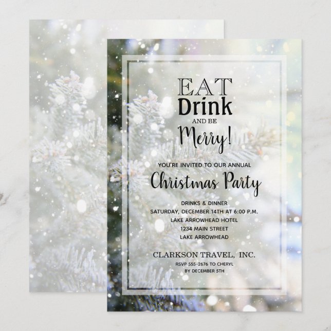 Pins neigeux Noël Invitations (Devant / Derrière)