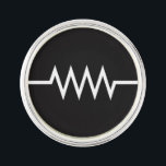 Pin's Résistance<br><div class="desc">Cette goupille comporte le symbole pour la résistance électrique en noir et blanc. Une grande, mais subtile manière de prouver que vous #resist.</div>