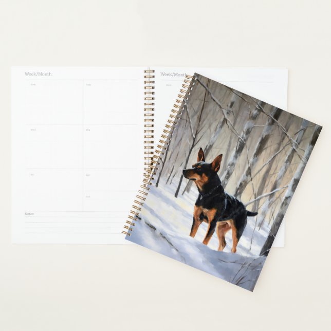 Pinscher miniature Laissez tomber la neige de Noël (Devant avec enveloppe)
