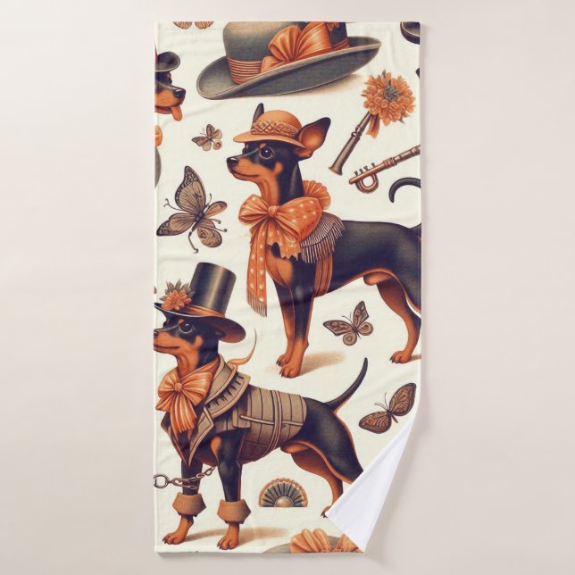 Pinscher sans fil vintage (Serviette de bain)
