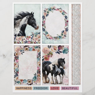Pinto Horse & Floral Ephemera pour les journaux de