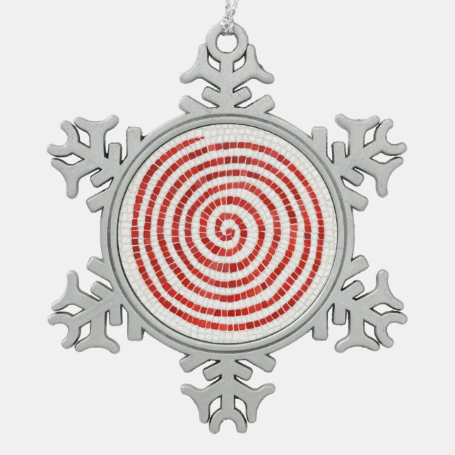PINWHEEL MOSAIC Pewer Snowflake Ornement (Devant)