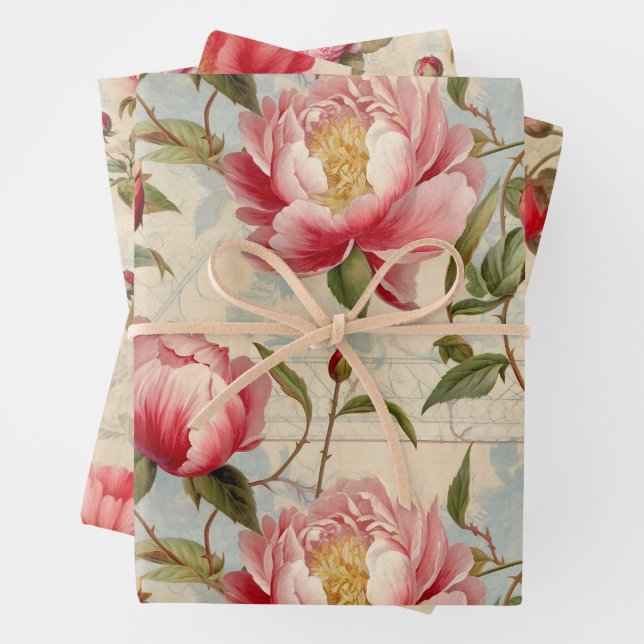 Pionies enveloppant du papier (En situation)