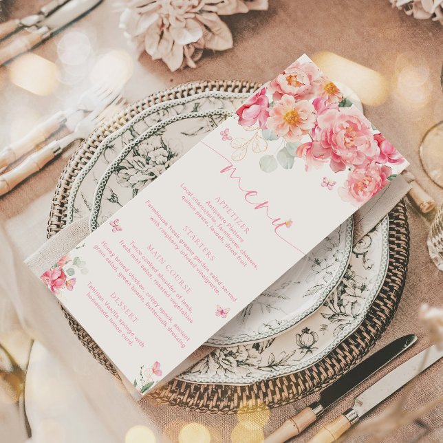 Piper Peony Butterfly Bridal Menu et Merci (Butterfly Bridal Shower Menu Piper Peony )