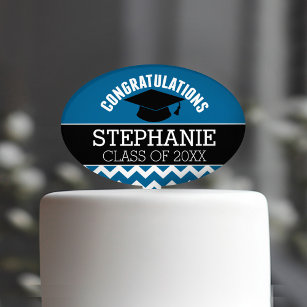 Pique À Gâteau Félicitations Diplômé - Bleu noir Graduation