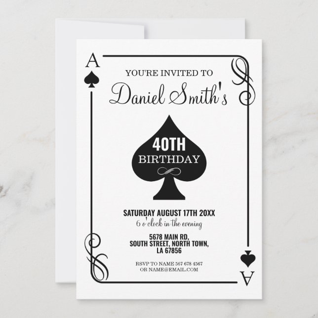 Pique Jouer Carte Anniversaire Ace Vegas Casino (Devant)