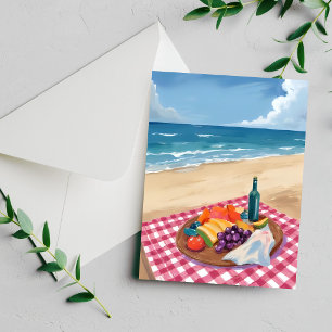 Pique-nique à la plage Carte de peinture du bord