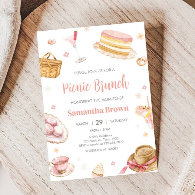 Pique-nique Baby shower Brunch Invitation (Picnic Brunch Baby Shower Invitation)