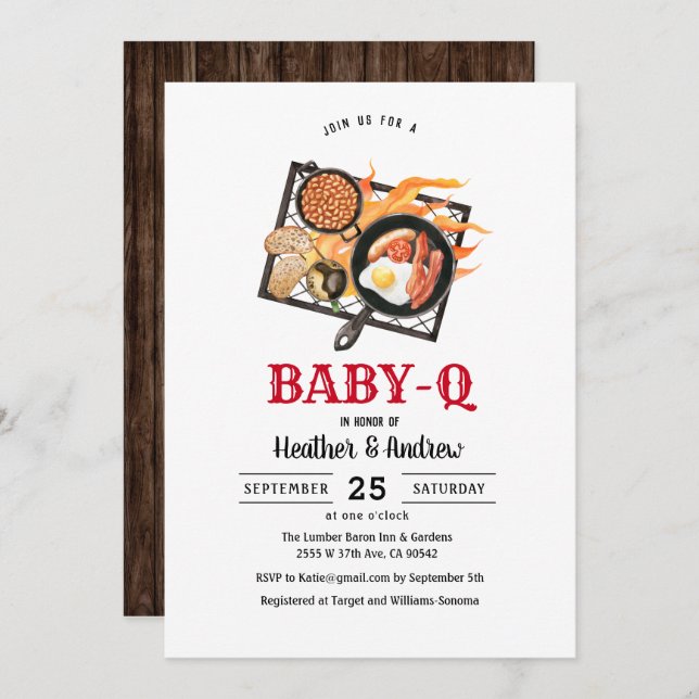 Pique-nique BabyQ Barbecue Baby shower Invitation (Devant / Derrière)