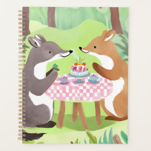 Pique-nique d'animaux de la forêt Aquarelle fant