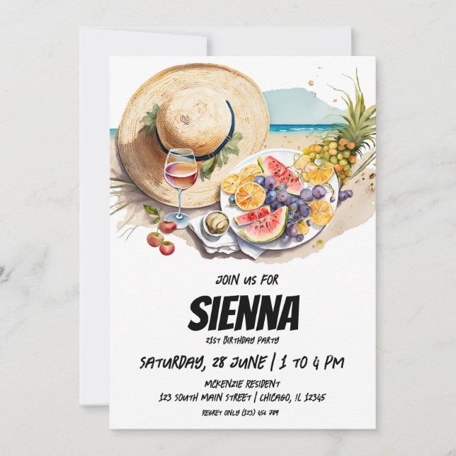 Pique-nique d'été avec vue sur la plage Invitation (Devant)