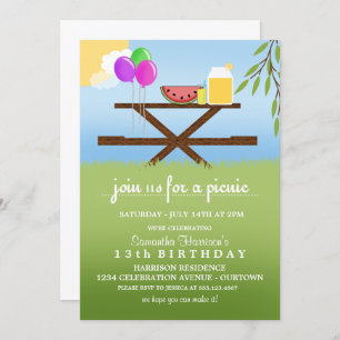 Pique-nique d'été Invitations de fête d'anniversai
