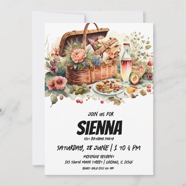 Pique-nique d'été vue de campagne Invitation (Devant)