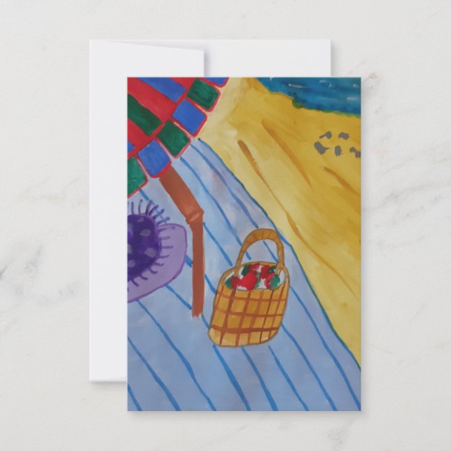 Pique-Nique Sur La Carte De Voeux Plat Beach (Devant)