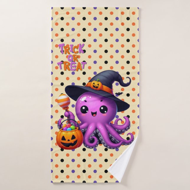 Pique ou traitement Halloween à la pieuvre (Serviette de bain)