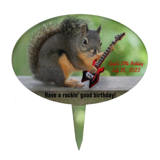 Piques A Gateau Ecureuil Jouant La Guitare Electrique Zazzle Fr