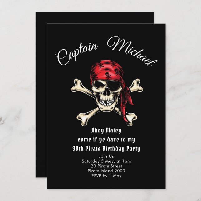 Pirate 30th Birthday Party Invitation (Devant / Derrière)
