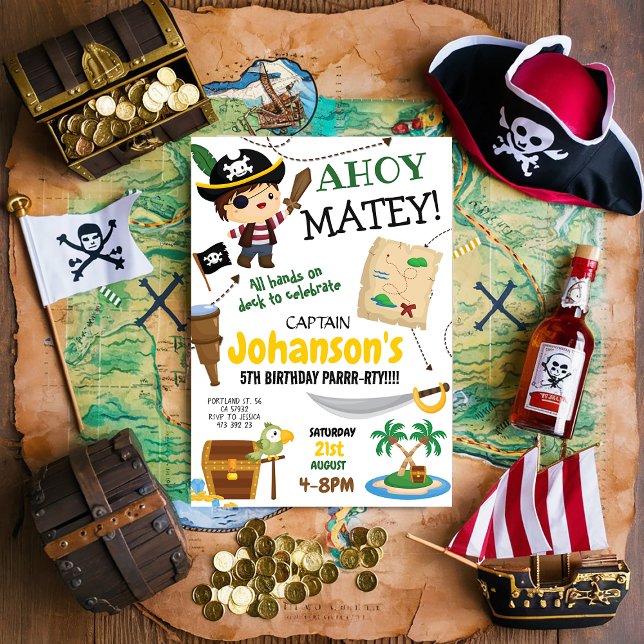Pirate Ahoy Boy Invitation de fête d'anniversaire (Créateur téléchargé)