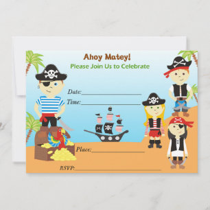 Pirate Ahoy Mates Anniversaire Fête Invitation Gar