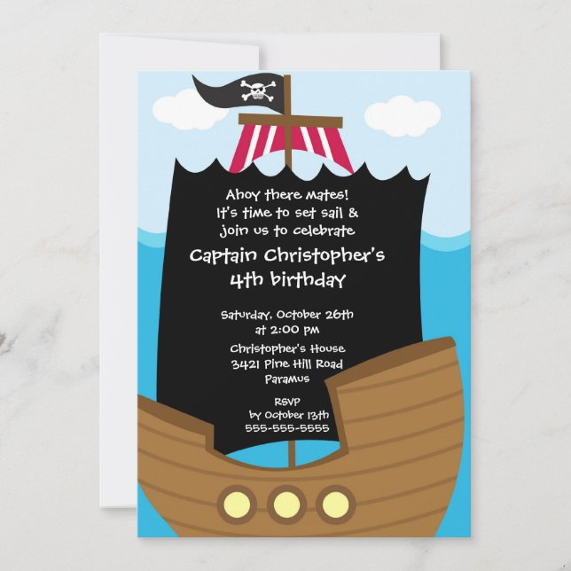 Pirate Ahoy Mates Invitation à la fête d'anniversa (Devant)