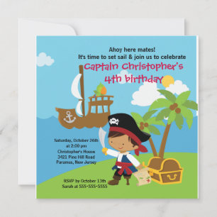 Pirate Ahoy Mates Invitation à la fête d'anniversa