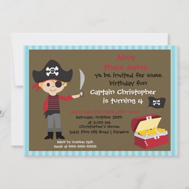 Pirate Ahoy Mates Invitation à la fête d'anniversa (Devant)