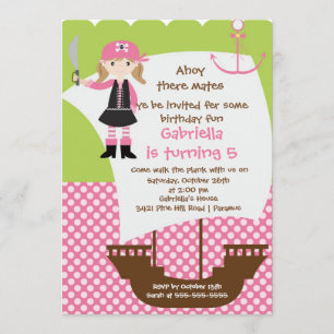 Pirate Ahoy Mates Invitation Fête d'Anniversaire