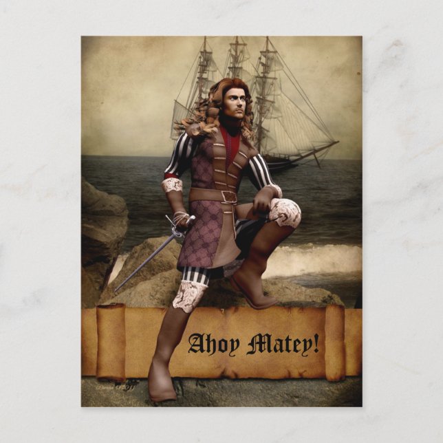 Pirate - Ahoy Matey - Carte postale personnalisabl (Devant)