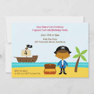 Pirate Anniversaire Fête Capitaine Invitation